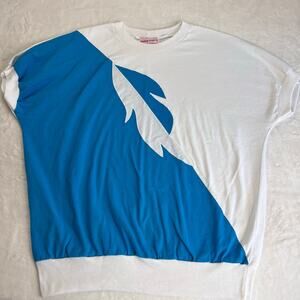 Young Stuff ll Vintage Women's Geometric Short Sleeve shirt size 2X Blue White